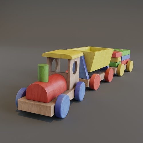 Wooden Train - Toy Low-poly 3D model