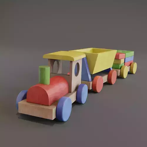 Wooden Train - Toy Low-poly 3D model