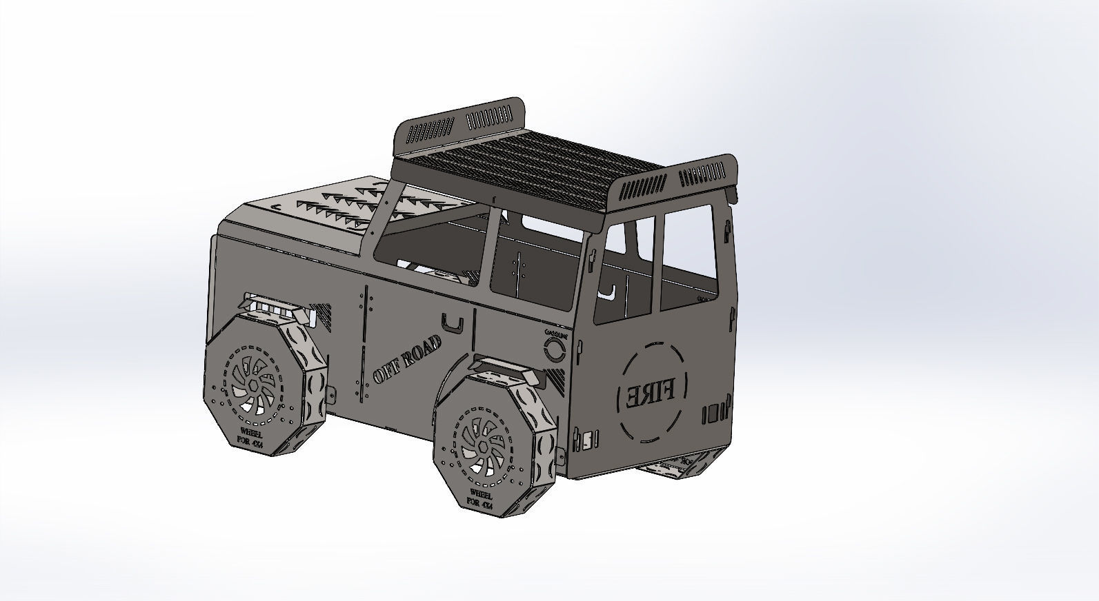 Jeep Fire Pit Dxf and Step Barbecue Dxf For Laser Cutting 3D print model_2
