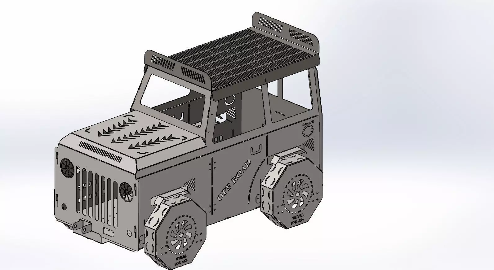 Jeep Fire Pit Dxf and Step Barbecue Dxf For Laser Cutting 3D print model_0