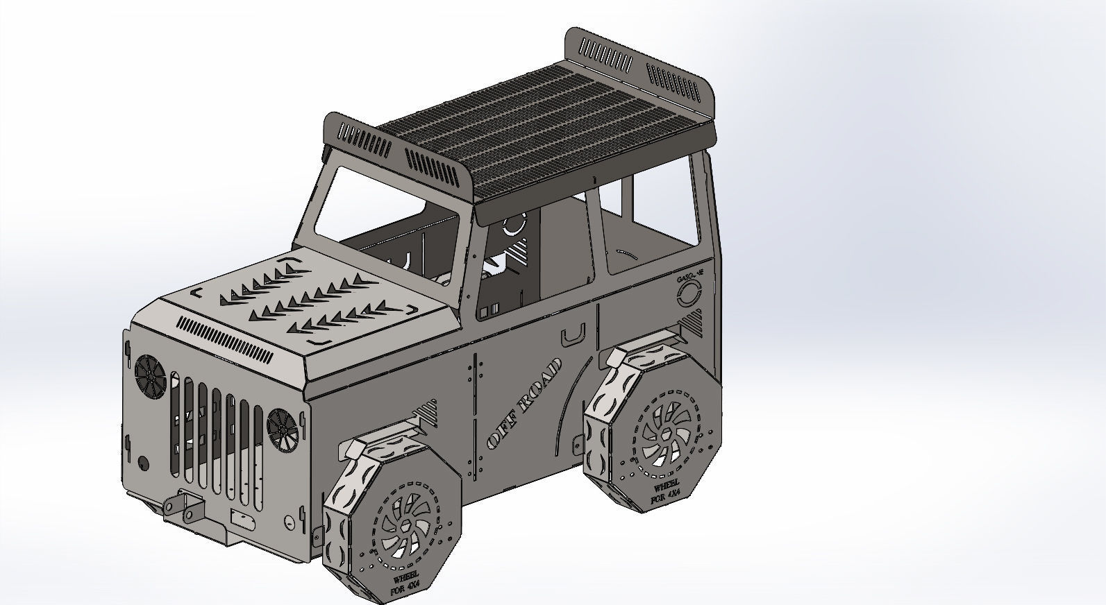 Jeep Fire Pit Dxf and Step Barbecue Dxf For Laser Cutting 3D model 3D