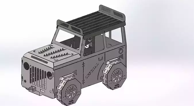 Jeep Fire Pit Dxf and Step  Barbecue Dxf For Laser Cutting 3D print model