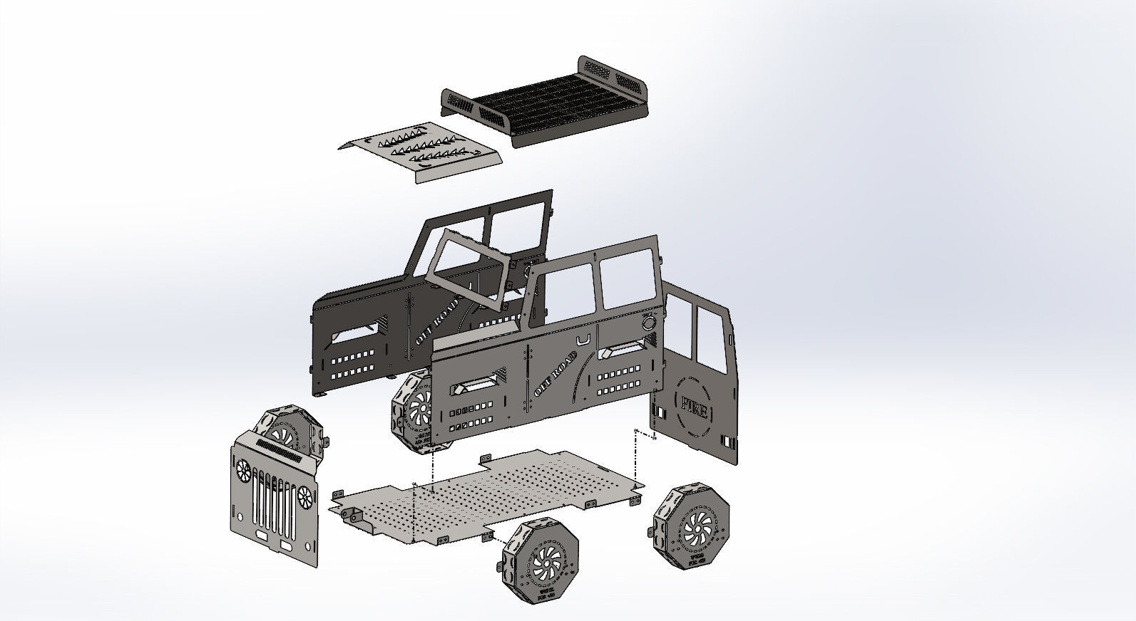 Jeep Fire Pit Dxf and Step Barbecue Dxf For Laser Cutting 3D print model_3