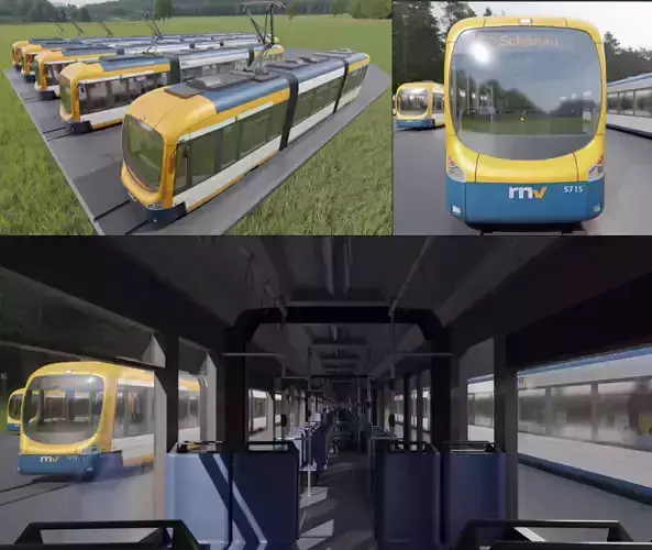 RNV 8 Tram Set  Low-poly 3D model