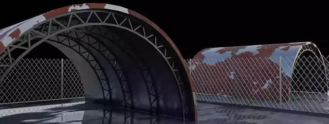 hangars metal structure with two roofs