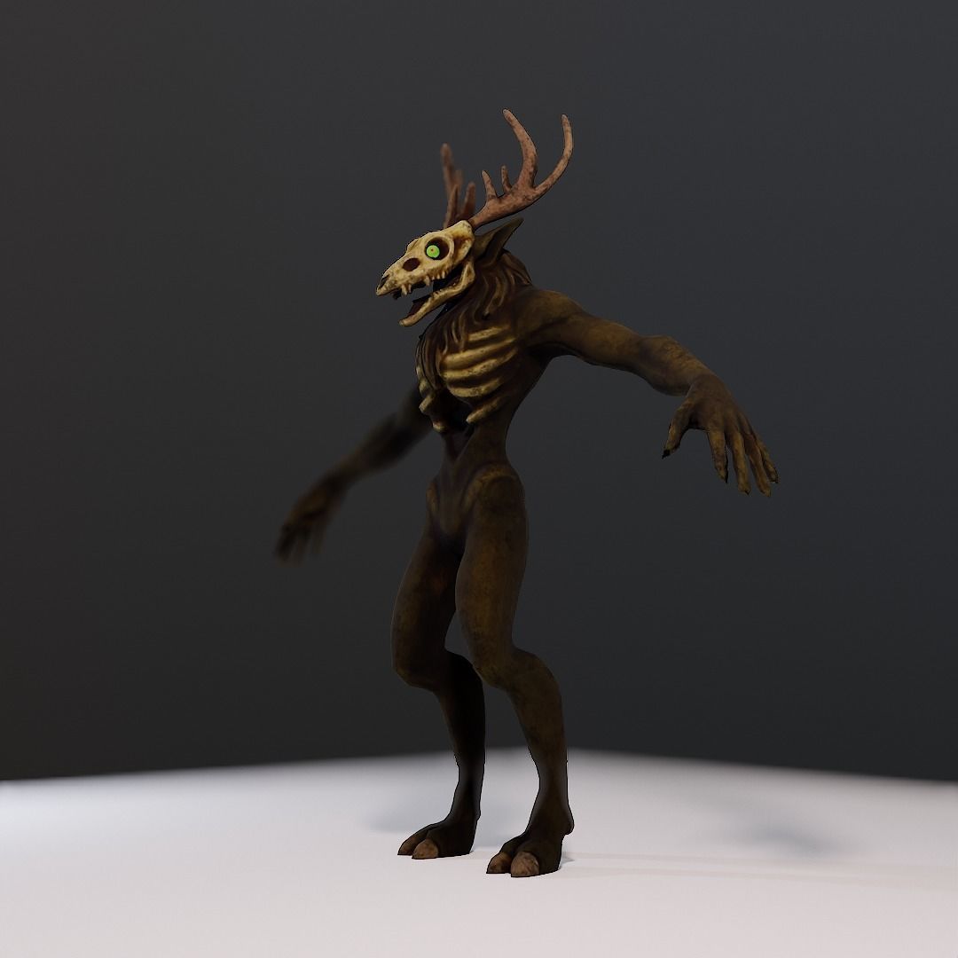 Windigo Low-poly 3D model deer with antlers Low-poly 3D model_4