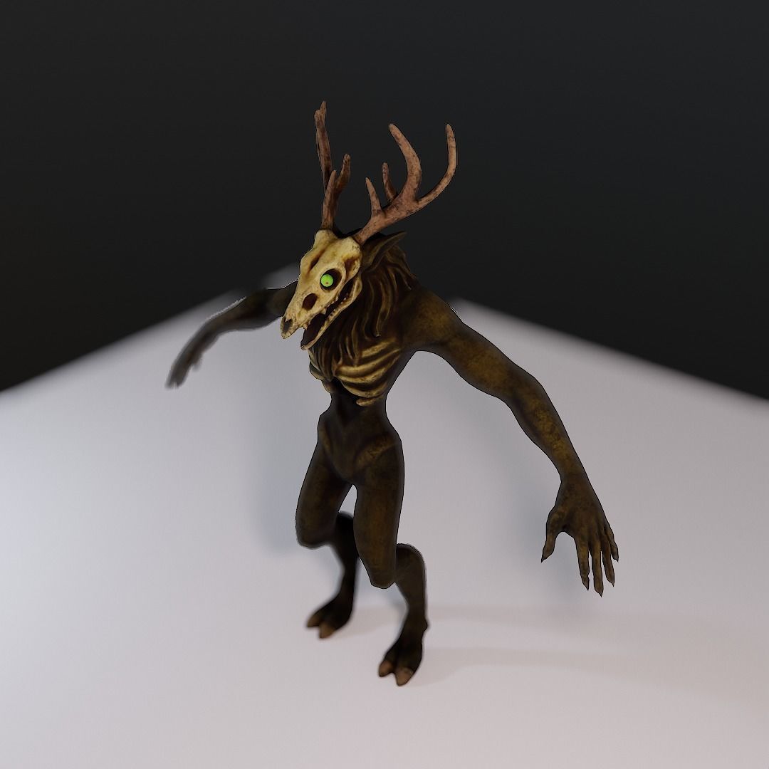 Windigo Low-poly 3D model deer with antlers Low-poly 3D model_5