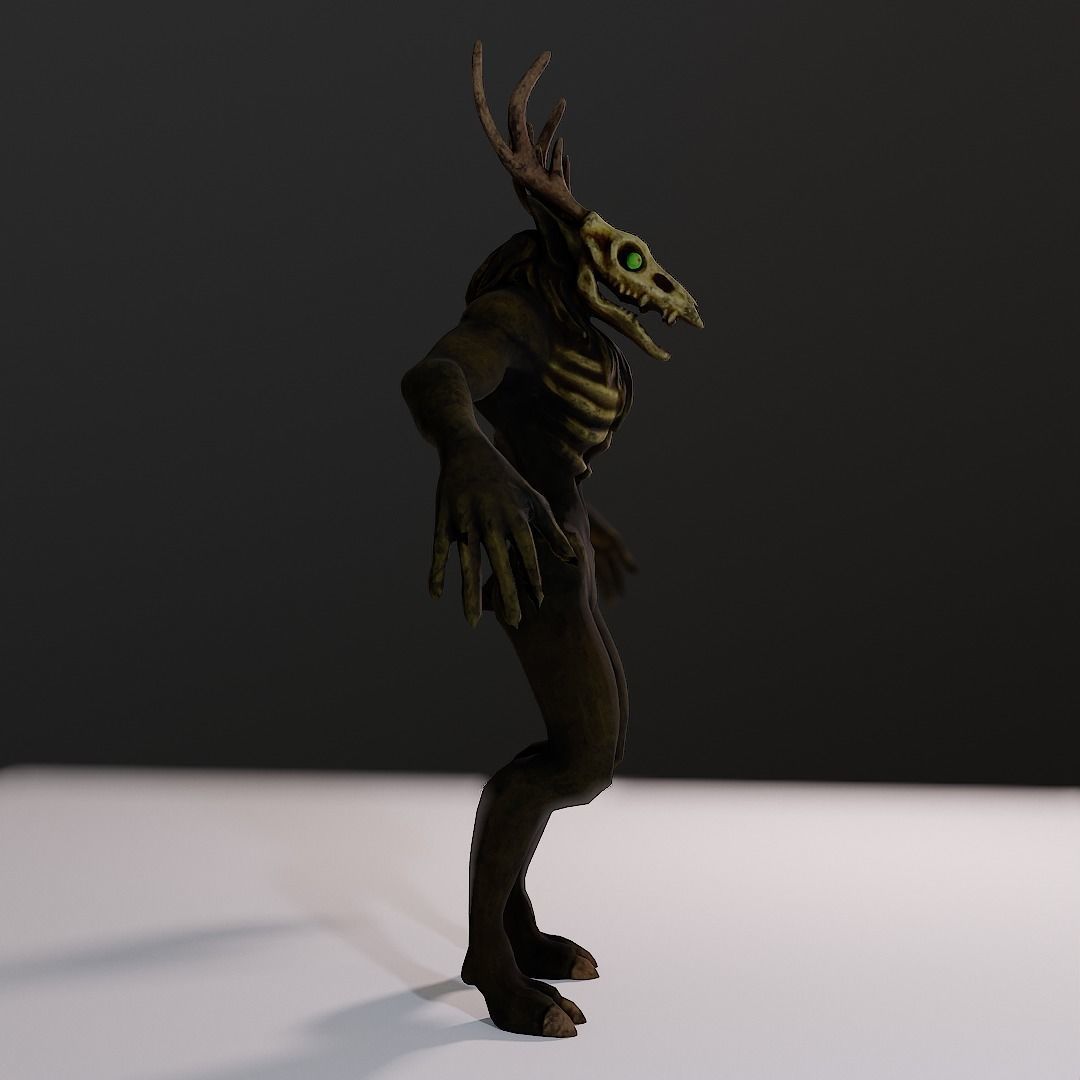 Windigo Low-poly 3D model deer with antlers Low-poly 3D model_2