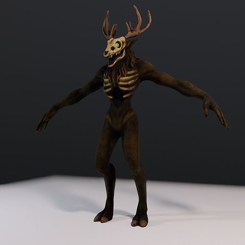 Windigo Low-poly 3D model deer with antlers Low-poly 3D model