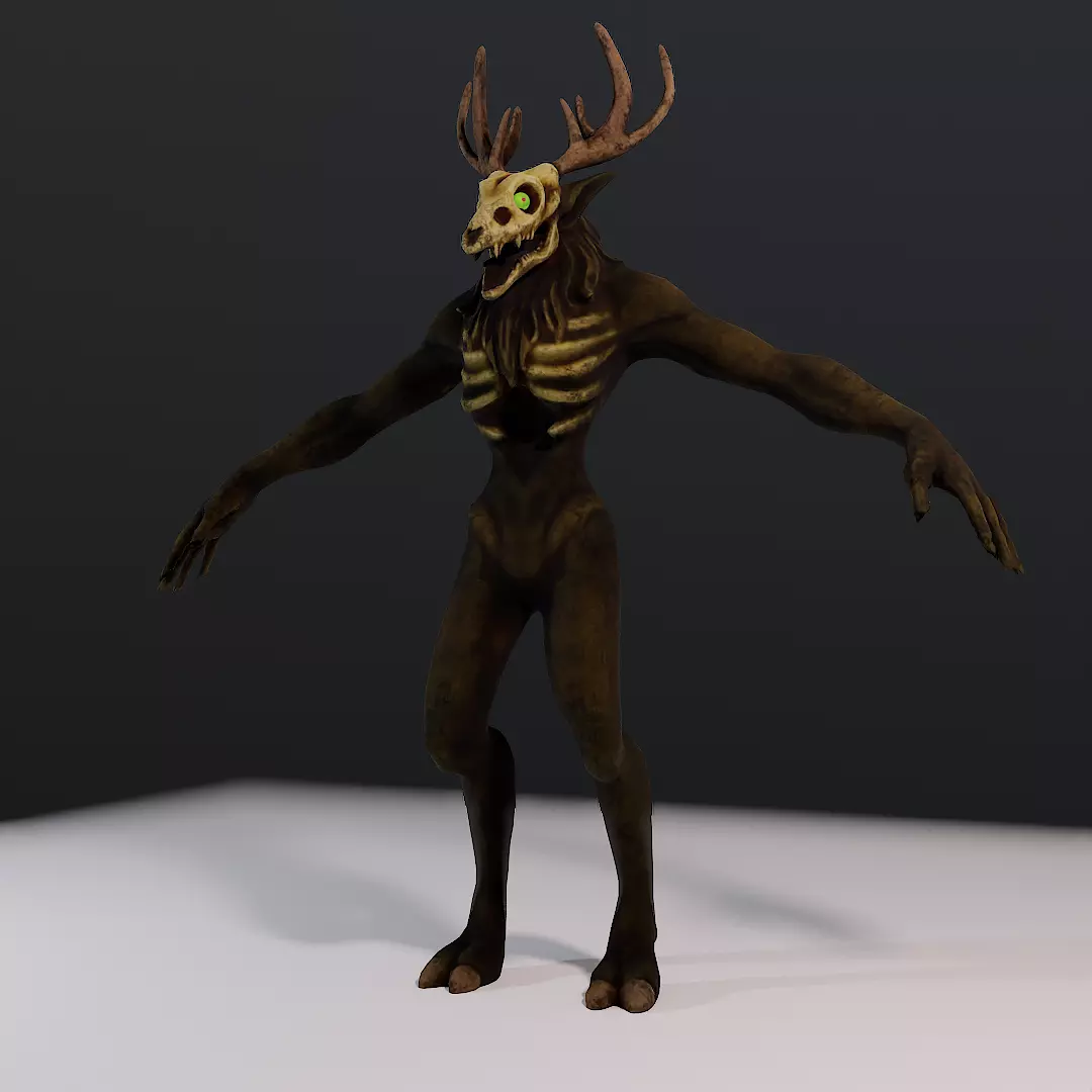 Windigo Low-poly 3D model deer with antlers Low-poly 3D model_0
