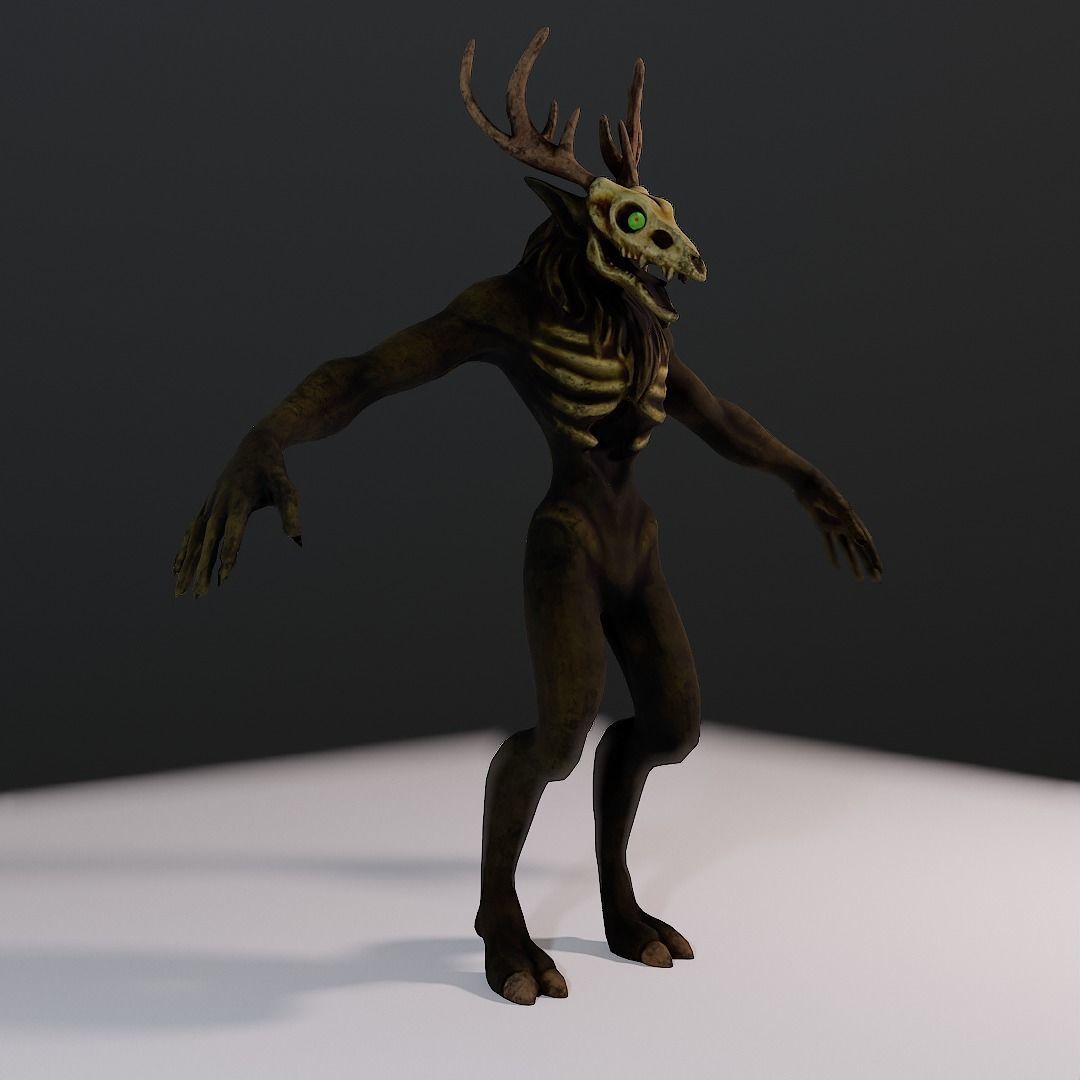 Windigo Low-poly 3D model deer with antlers Low-poly 3D model_1