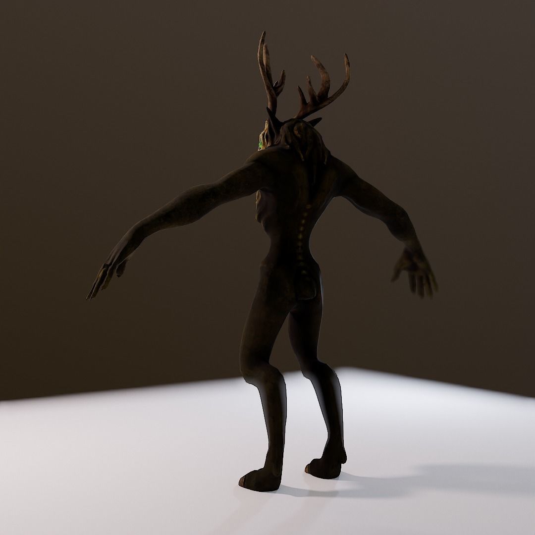 Windigo Low-poly 3D model deer with antlers Low-poly 3D model_3