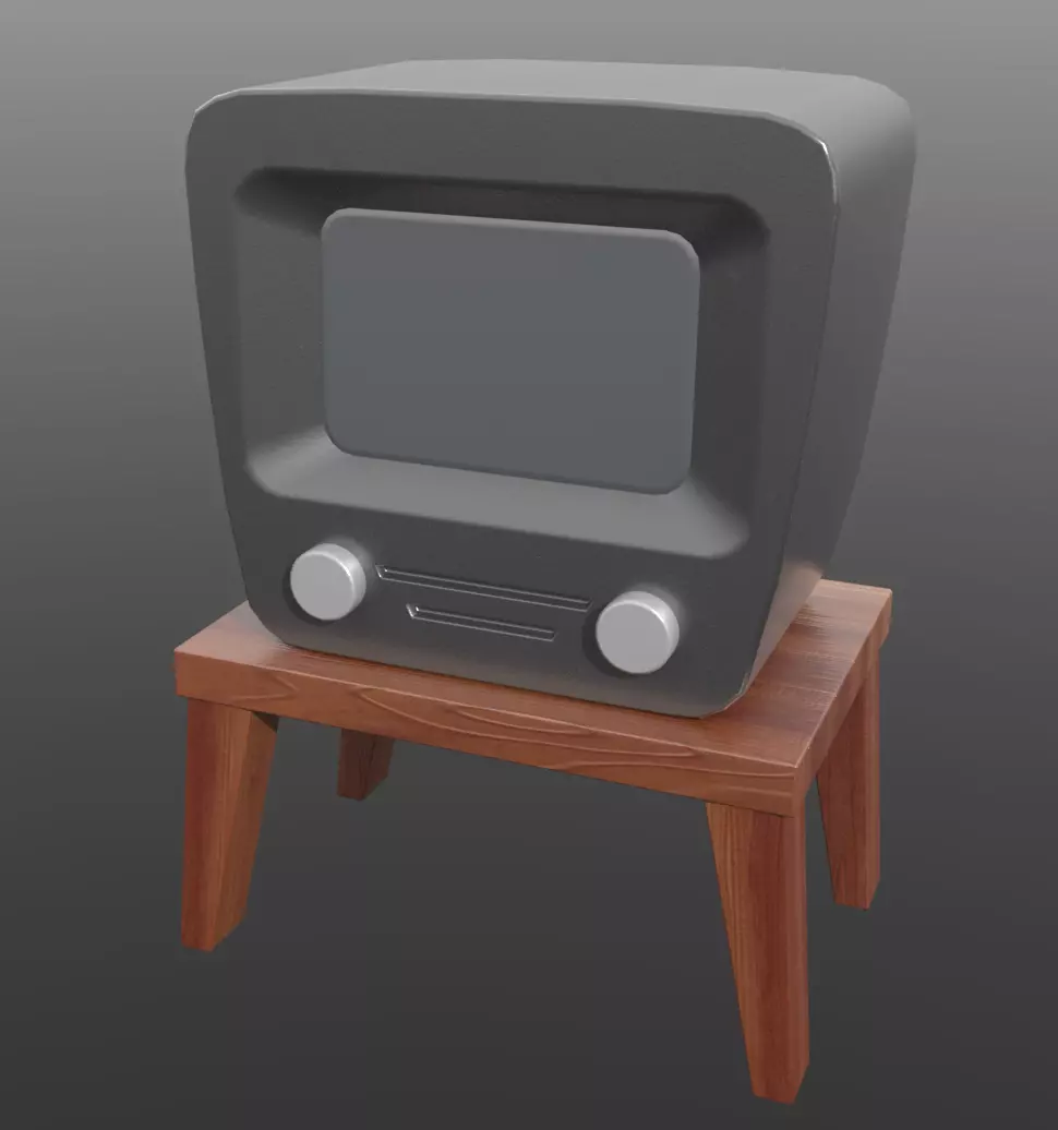 Cartoonish TV Low-poly 3D model_0