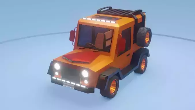 Cartoon Low Poly Rigged Van Low-poly 3D model 3D model