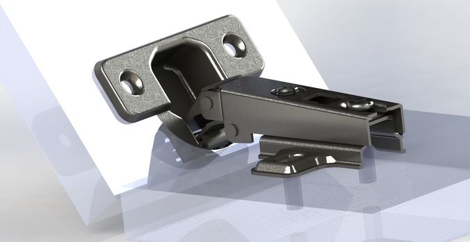 Full overlay hinge with monting plate 3D model