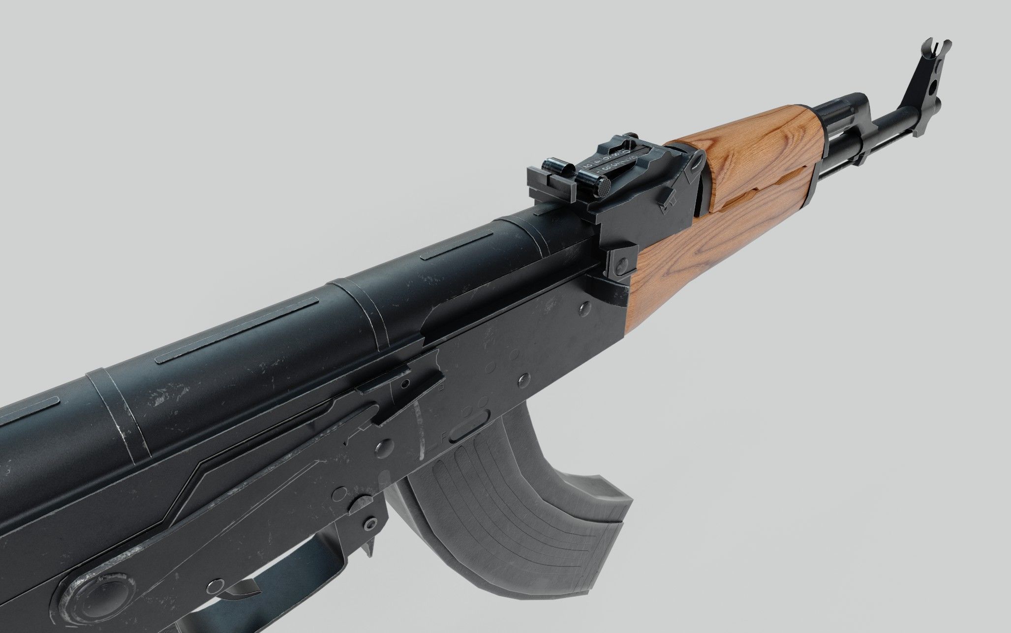 AK47 Assault Rifle Game Ready Low-poly 3D model_3