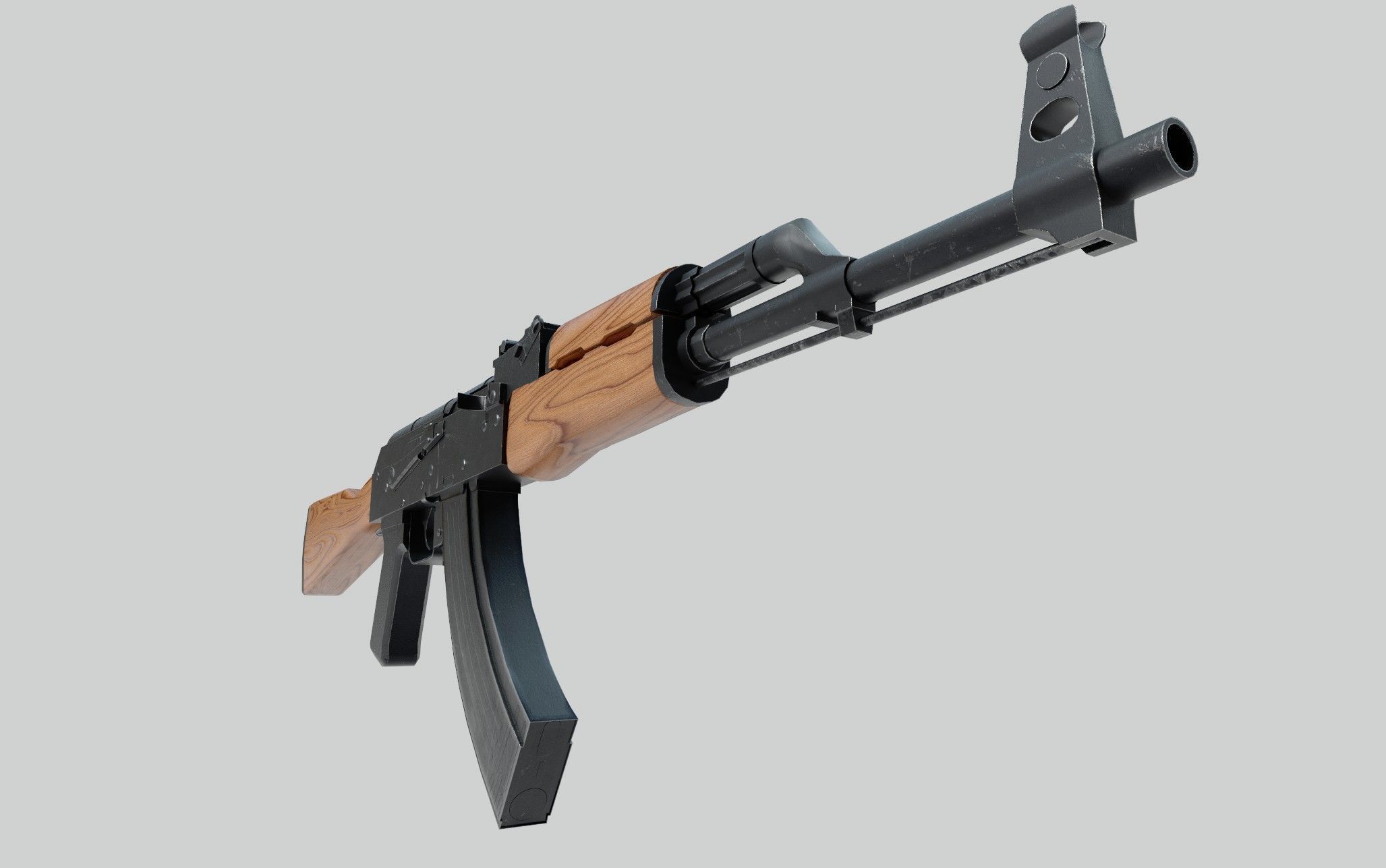 AK47 Assault Rifle Game Ready Low-poly 3D model_5