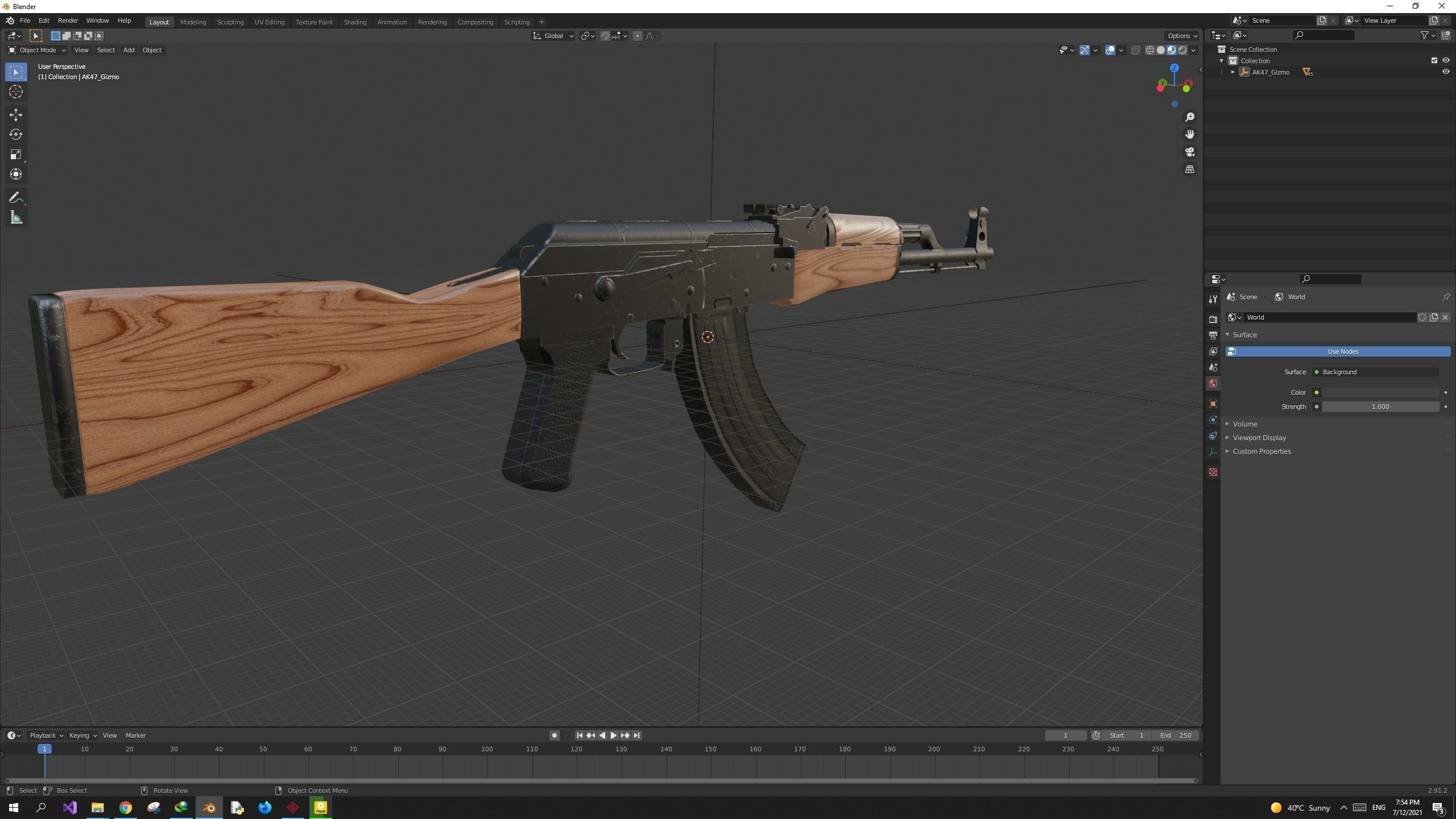 AK47 Assault Rifle Game Ready Low-poly 3D model_7
