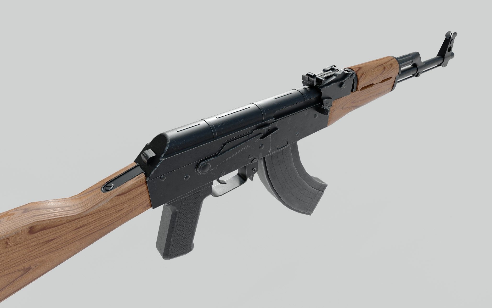 AK47 Assault Rifle Game Ready Low-poly 3D model_4