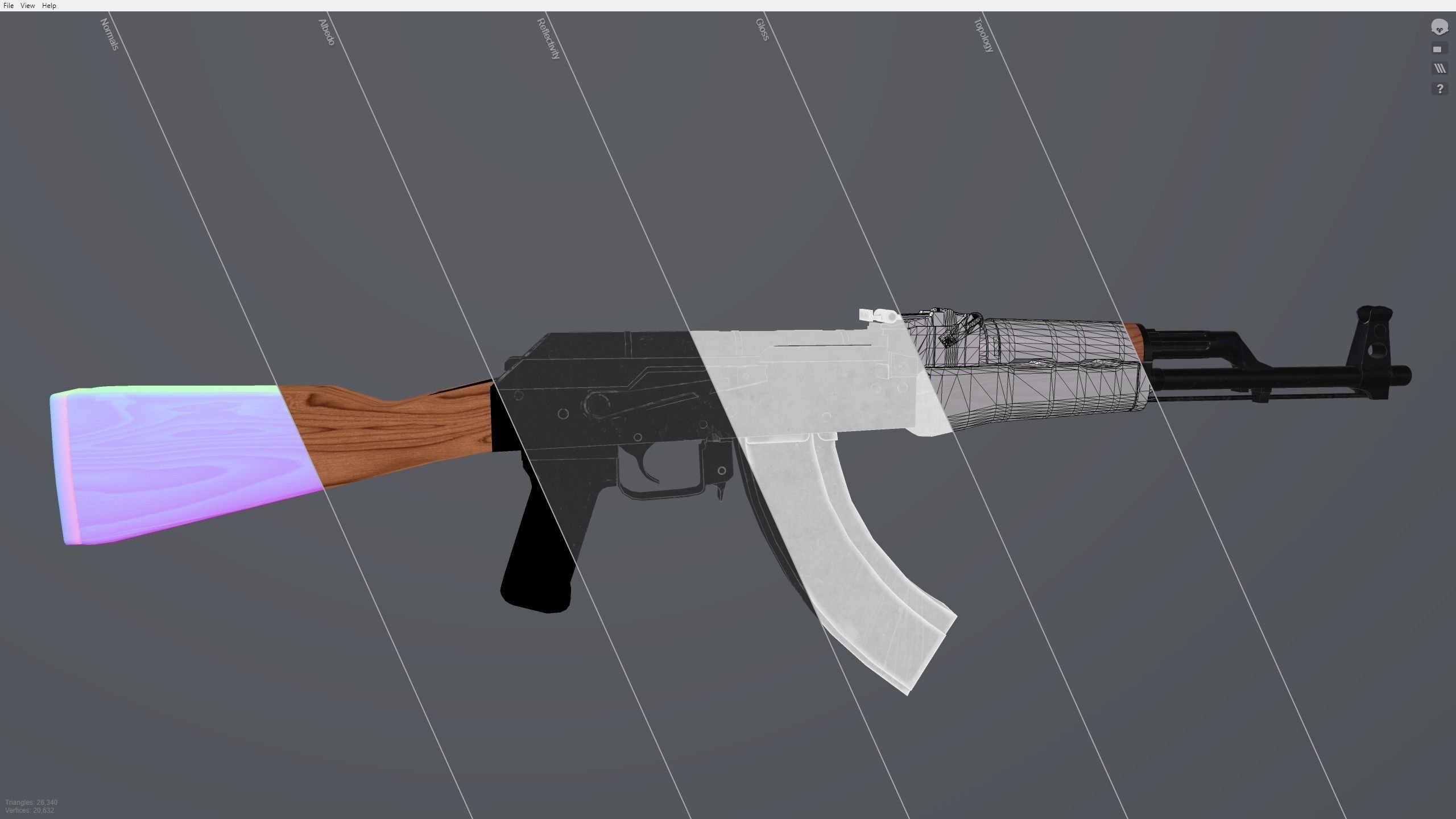 AK47 Assault Rifle Game Ready Low-poly 3D model_6