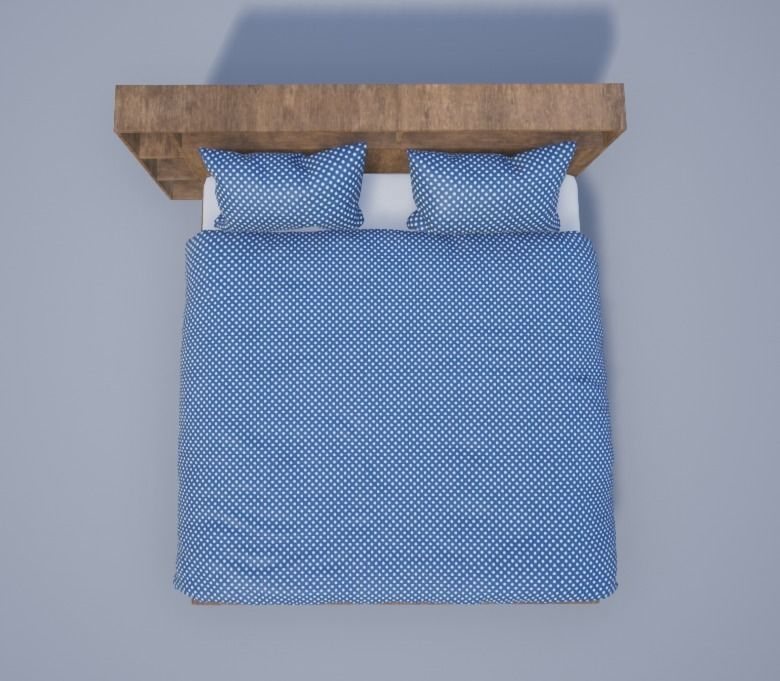 King Sized Bed with shelf Low-poly 3D model_10
