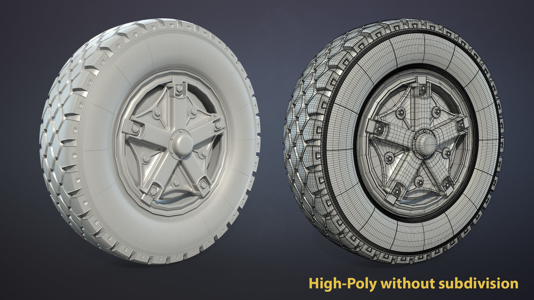 Truck Wheel 03 Kamaz-5320 Low-poly 3D model_4