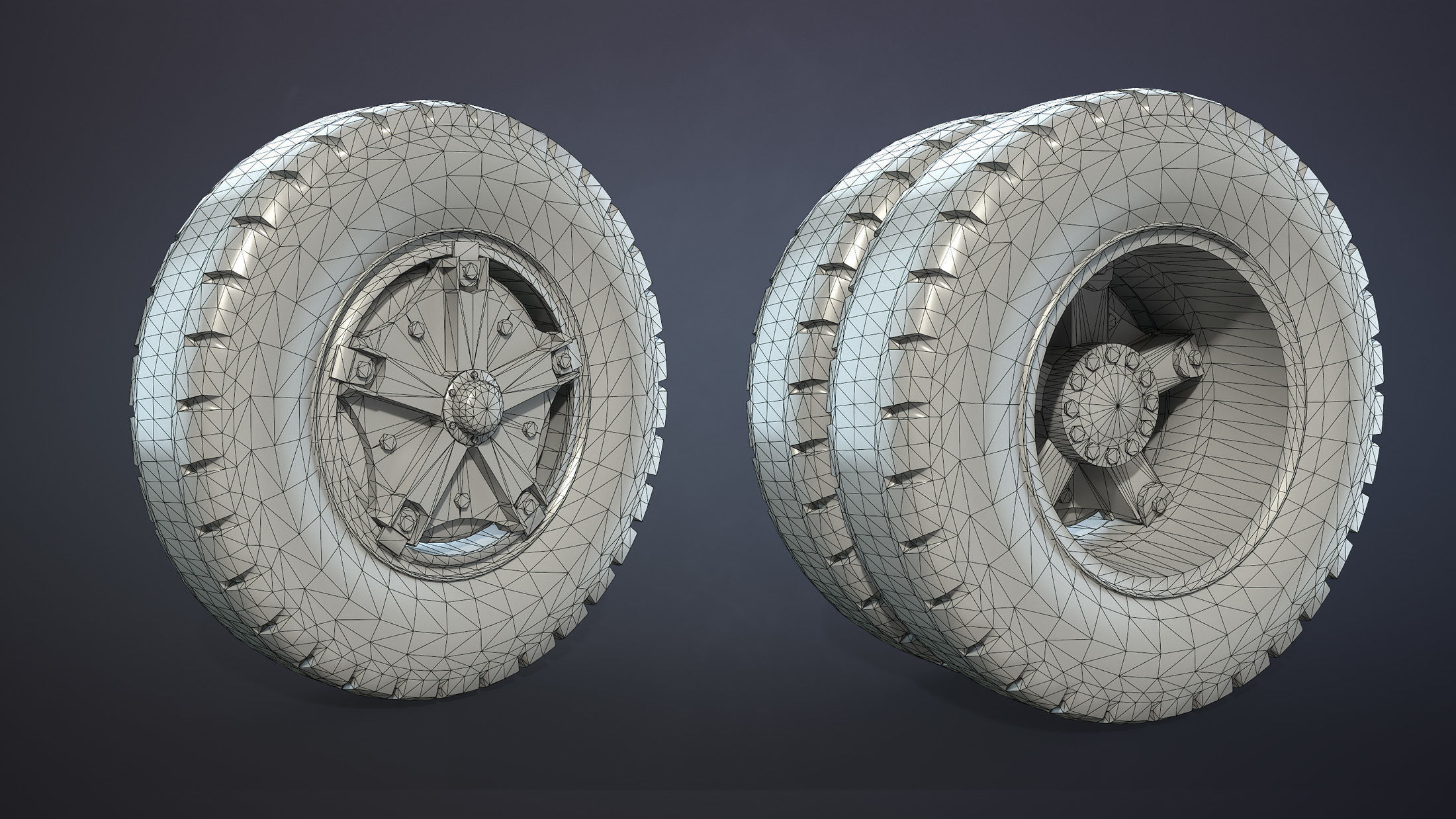Truck Wheel 03 Kamaz-5320 Low-poly 3D model_3