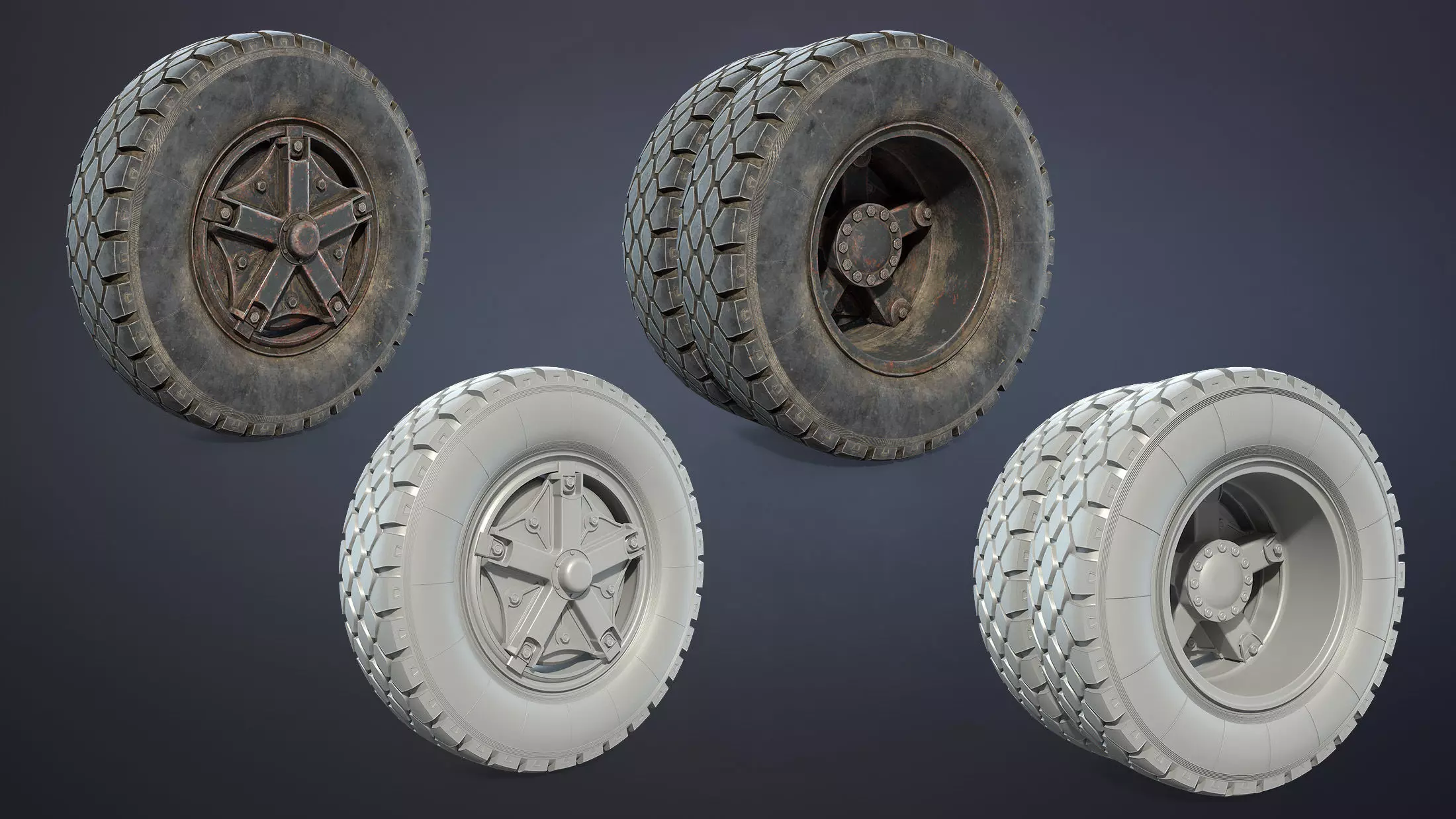 Truck Wheel 03 Kamaz-5320 Low-poly 3D model_0