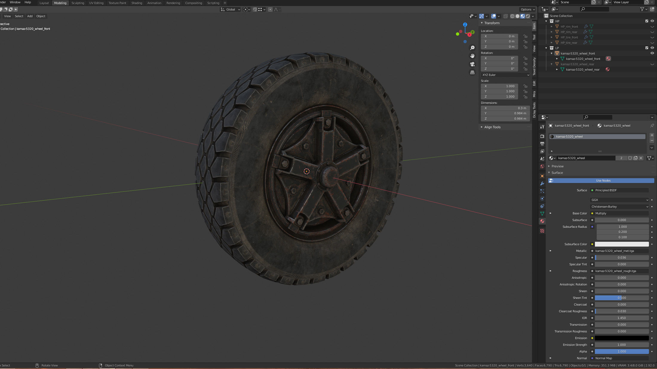 Truck Wheel 03 Kamaz-5320 Low-poly 3D model_10