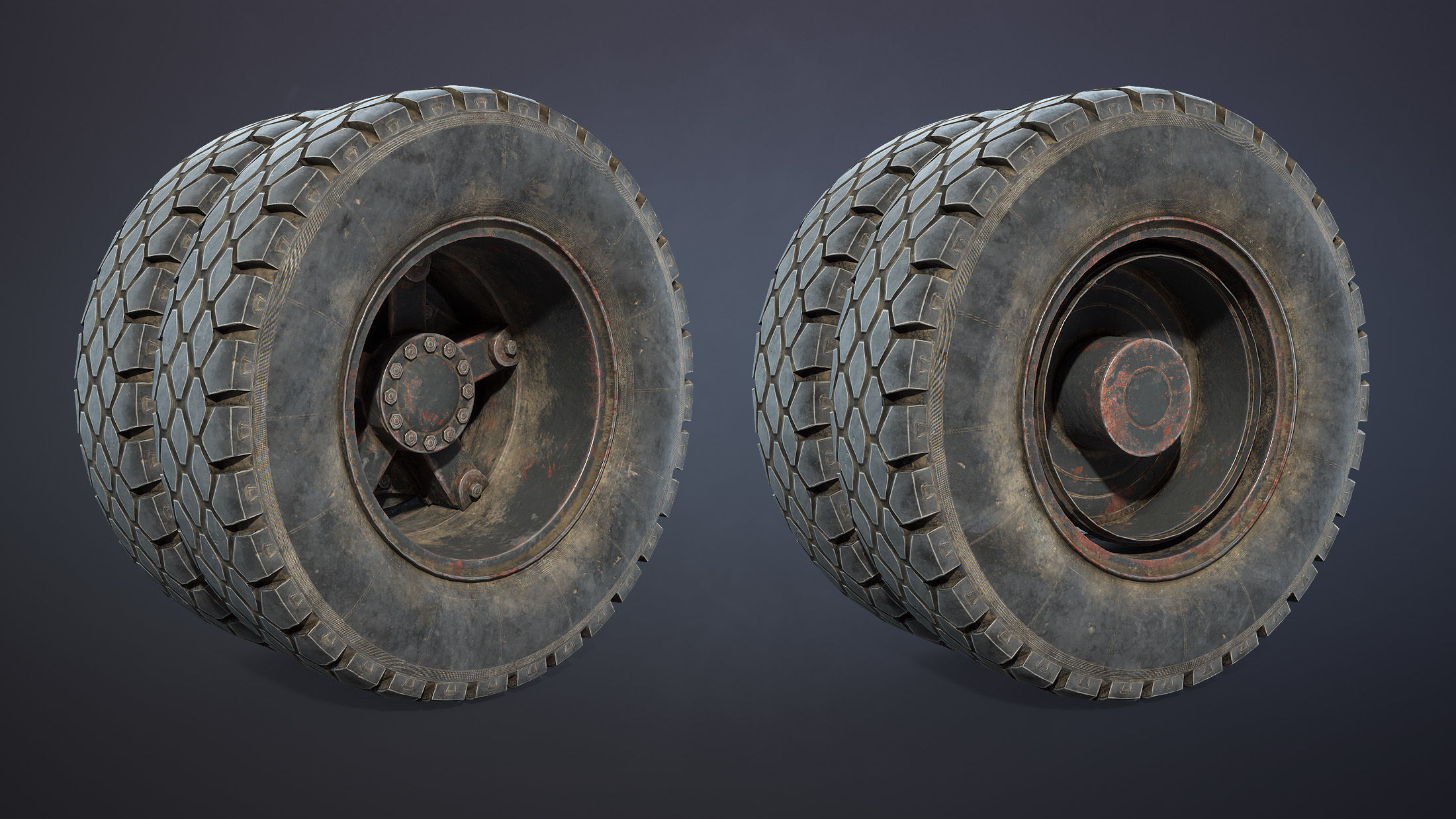 Truck Wheel 03 Kamaz-5320 Low-poly 3D model_2