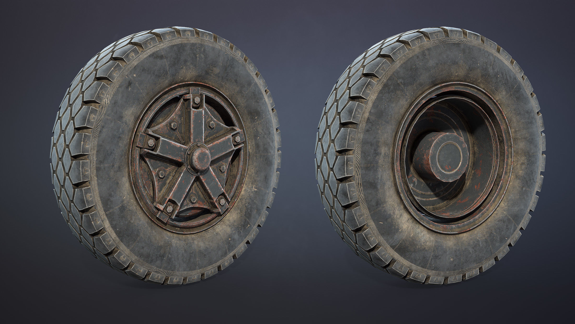 Truck Wheel 03 Kamaz-5320 Low-poly 3D model_1