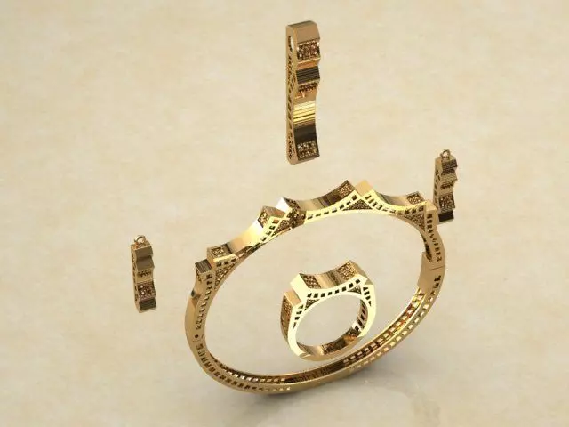 3d jewelry set with gems 3D model