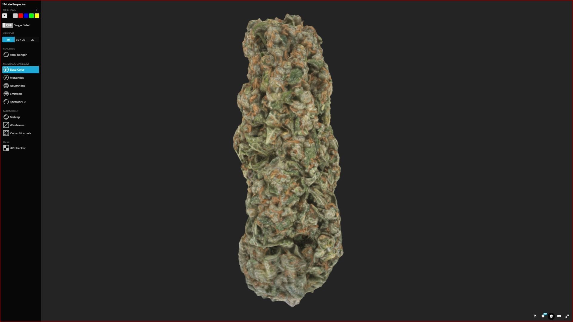 Low Poly Weed Bud Low-poly 3D model_2