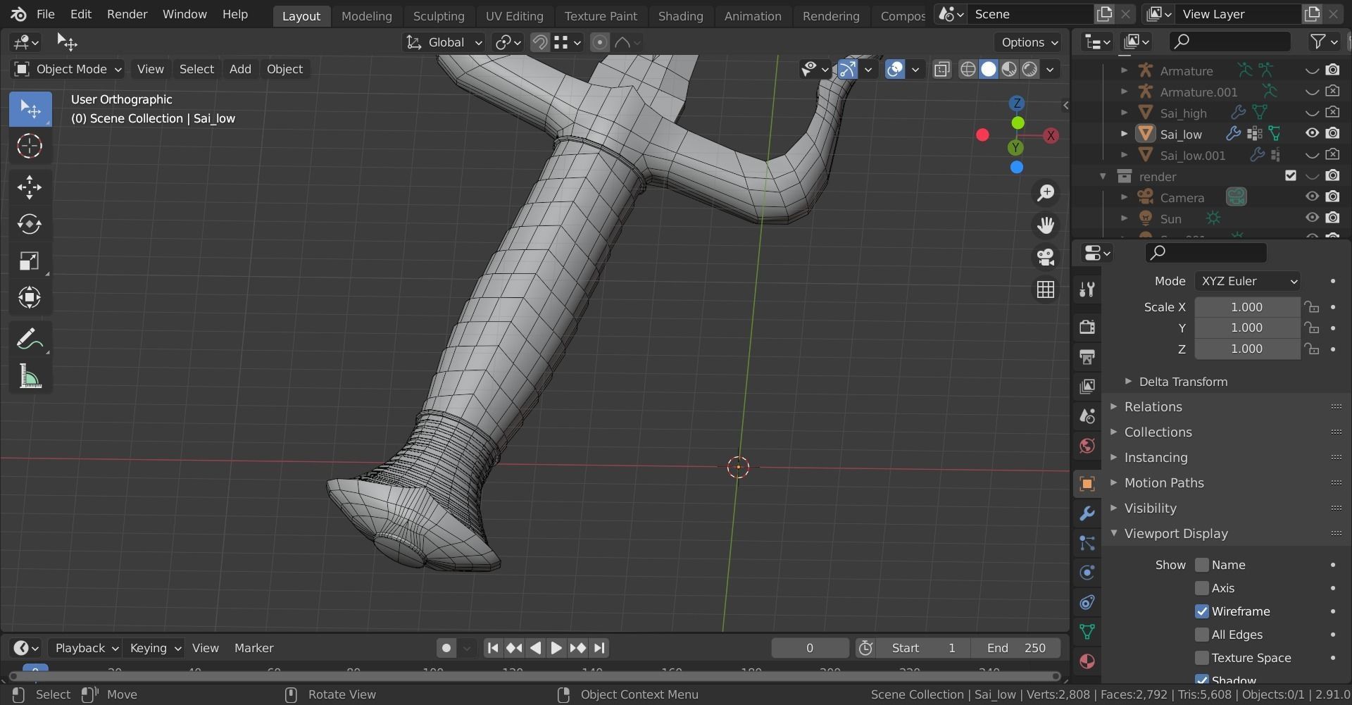 Sai 3D model two swords Low-poly 3D model_13
