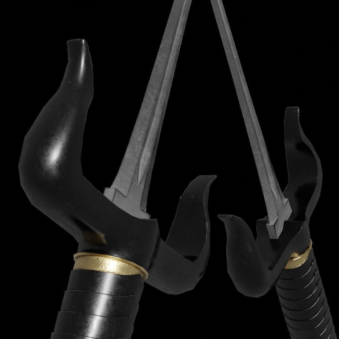 Sai 3D model two swords Low-poly 3D model_2