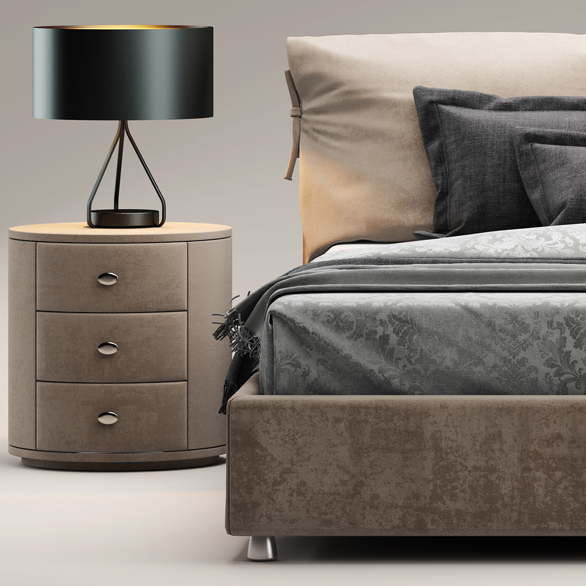 modern bed 3D model_2