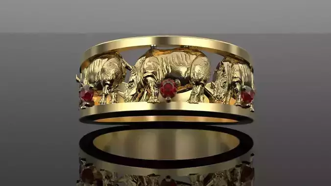 Animal Rhino Ring 3d print model  3D print model