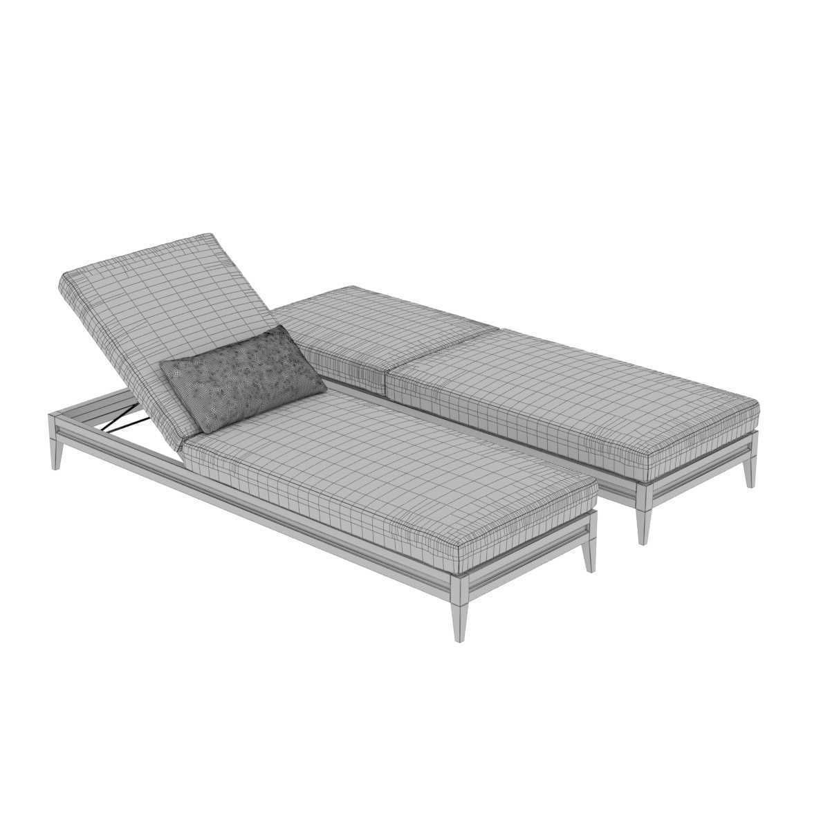 Restoration hardware GREYSTONE TEAK CHAISE 3D model_10
