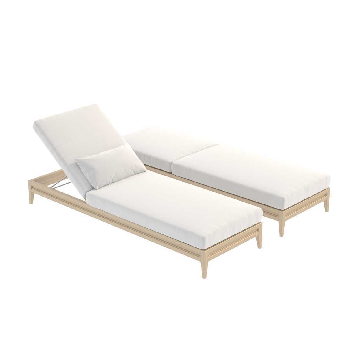 Restoration hardware GREYSTONE TEAK CHAISE 3D model_7