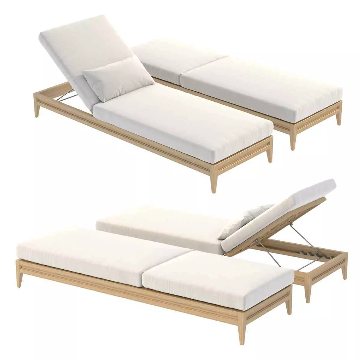 Restoration hardware GREYSTONE TEAK CHAISE 3D model_0