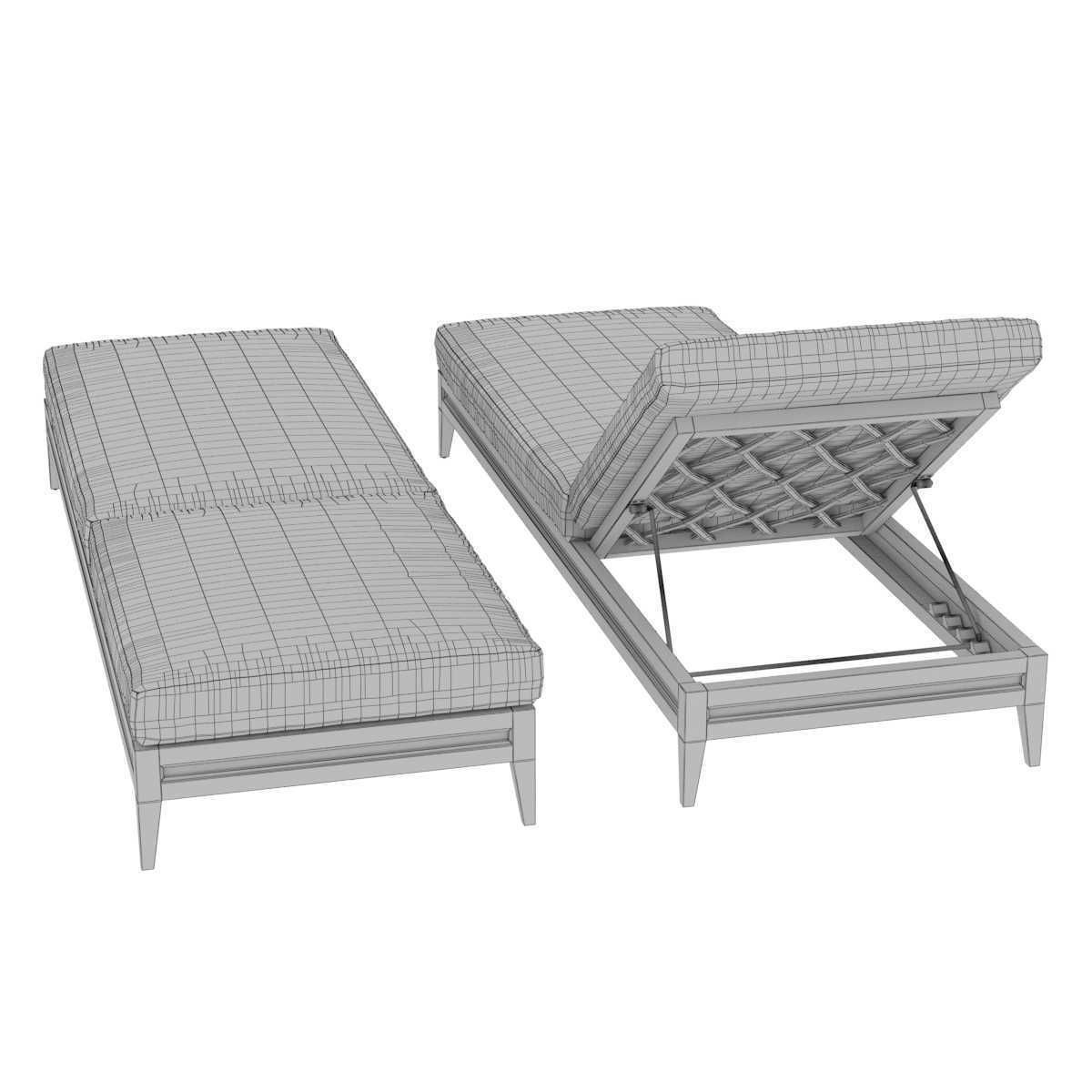 Restoration hardware GREYSTONE TEAK CHAISE 3D model_8