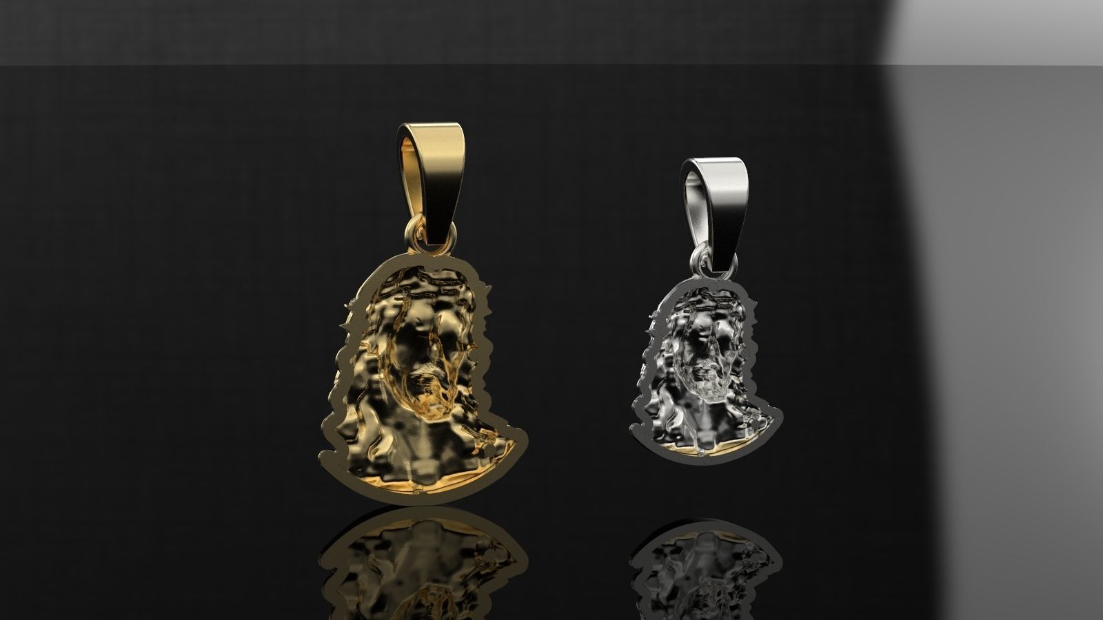 Jesus gold pendant  3D print model_9