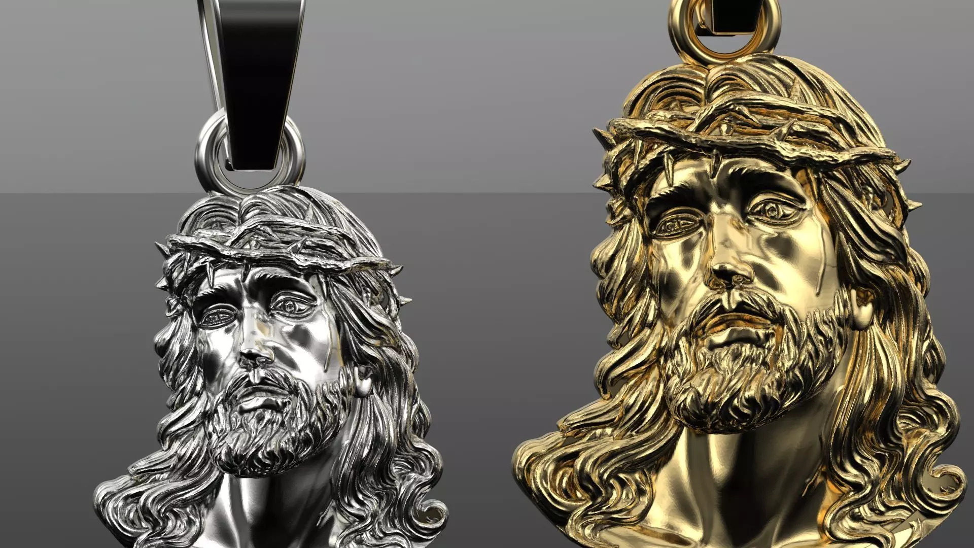 Jesus gold pendant  3D print model_0