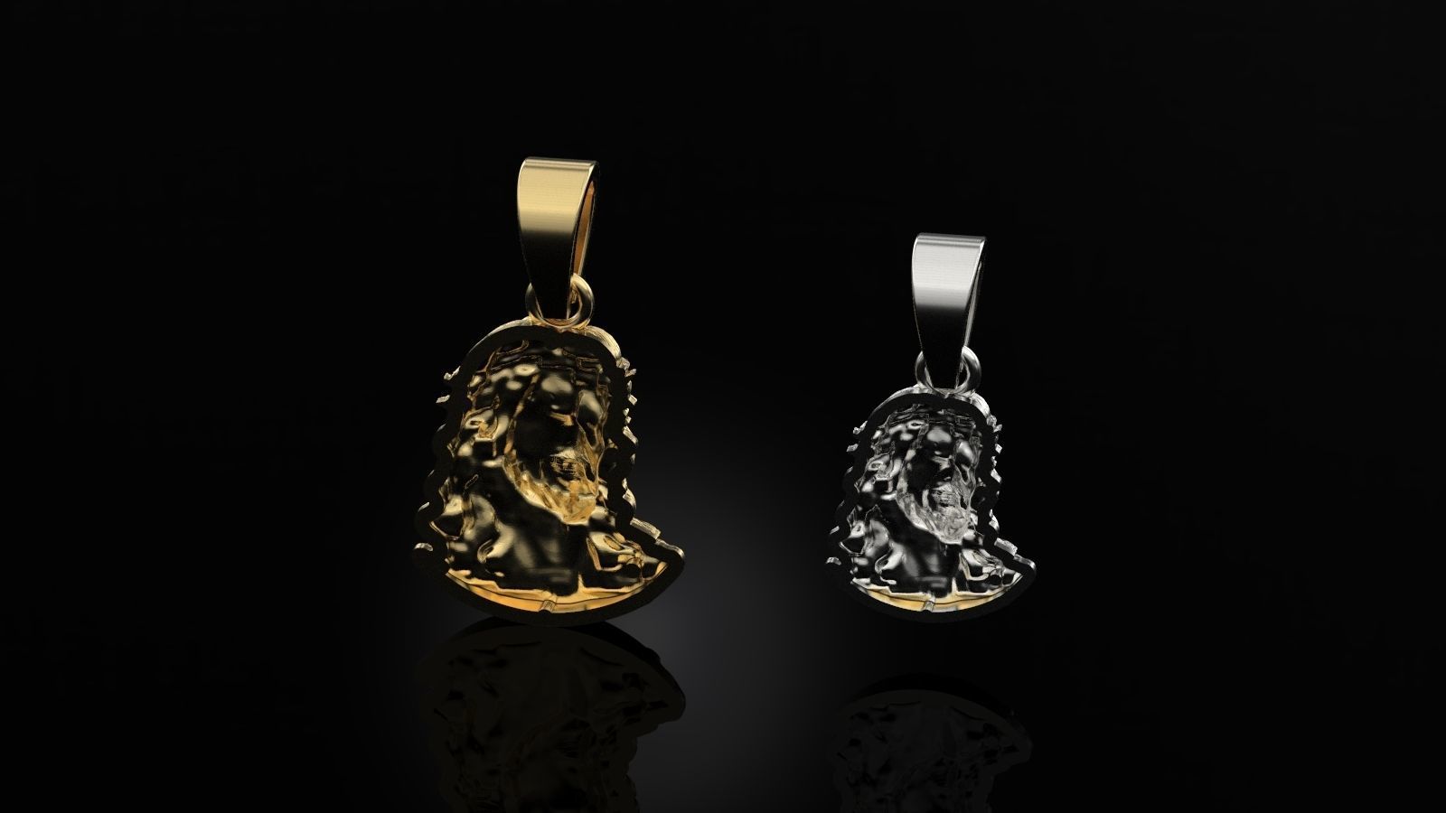 Jesus gold pendant  3D print model_10