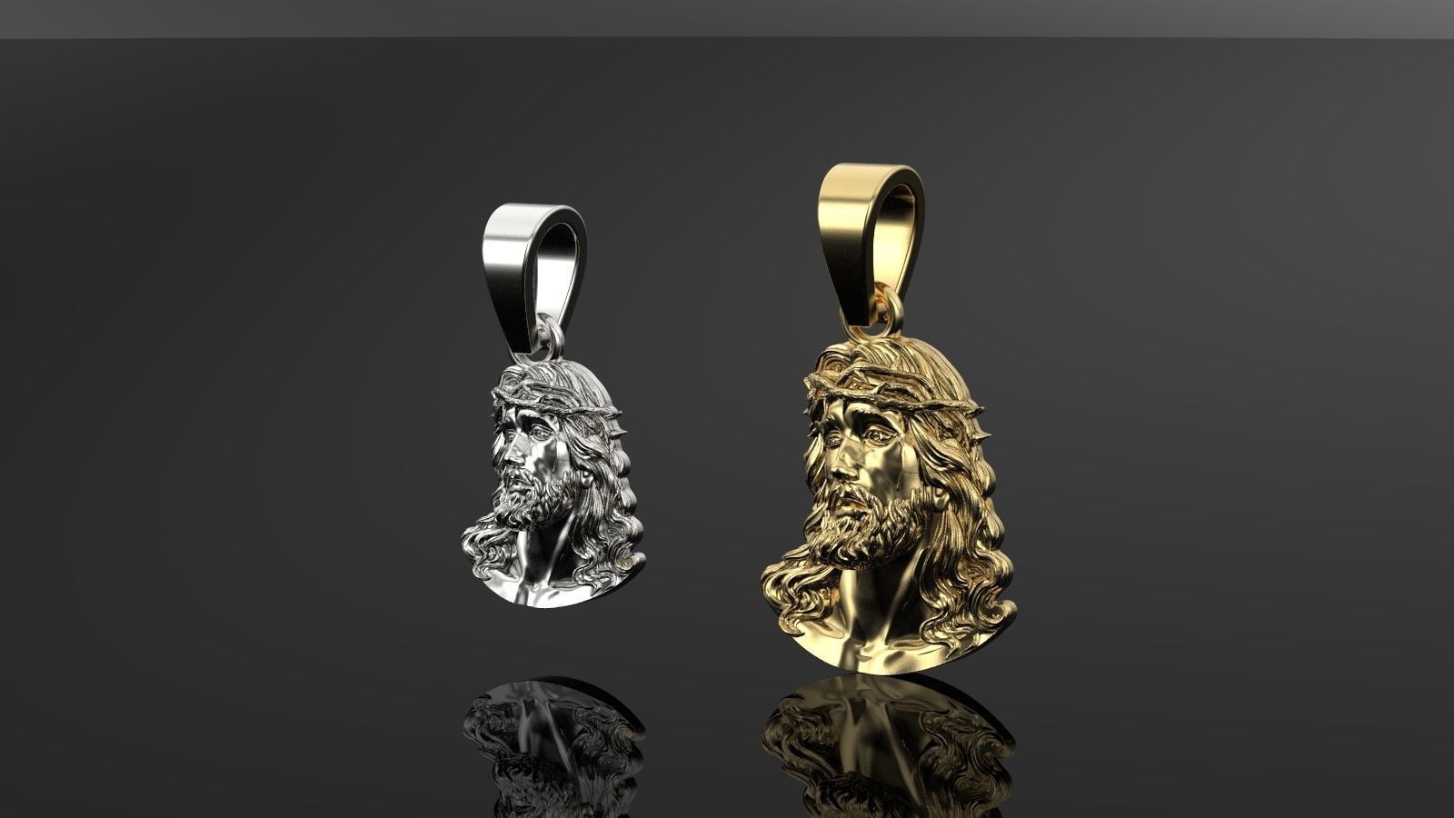 Jesus gold pendant  3D print model_5