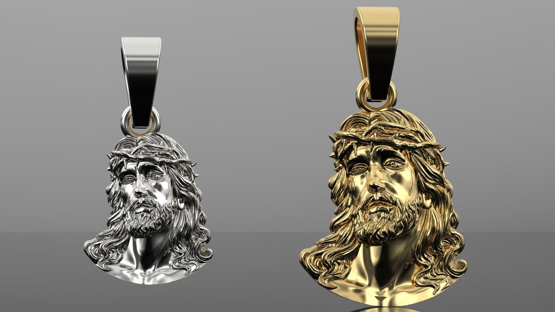 Jesus gold pendant  3D print model_3