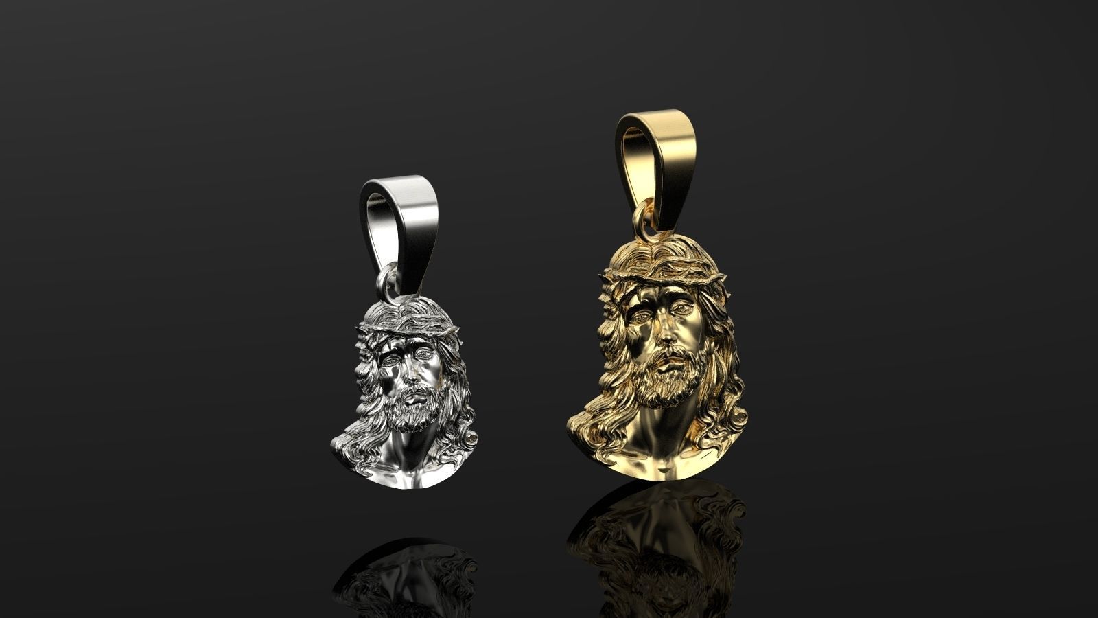 Jesus gold pendant  3D print model_8