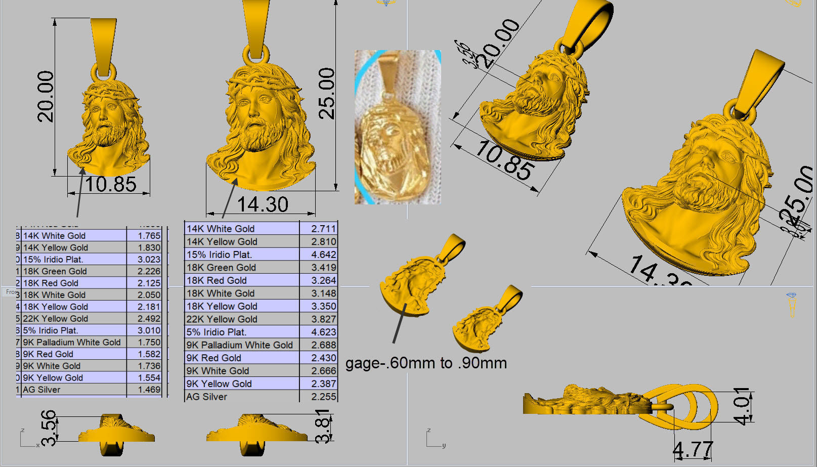 Jesus gold pendant  3D print model_4