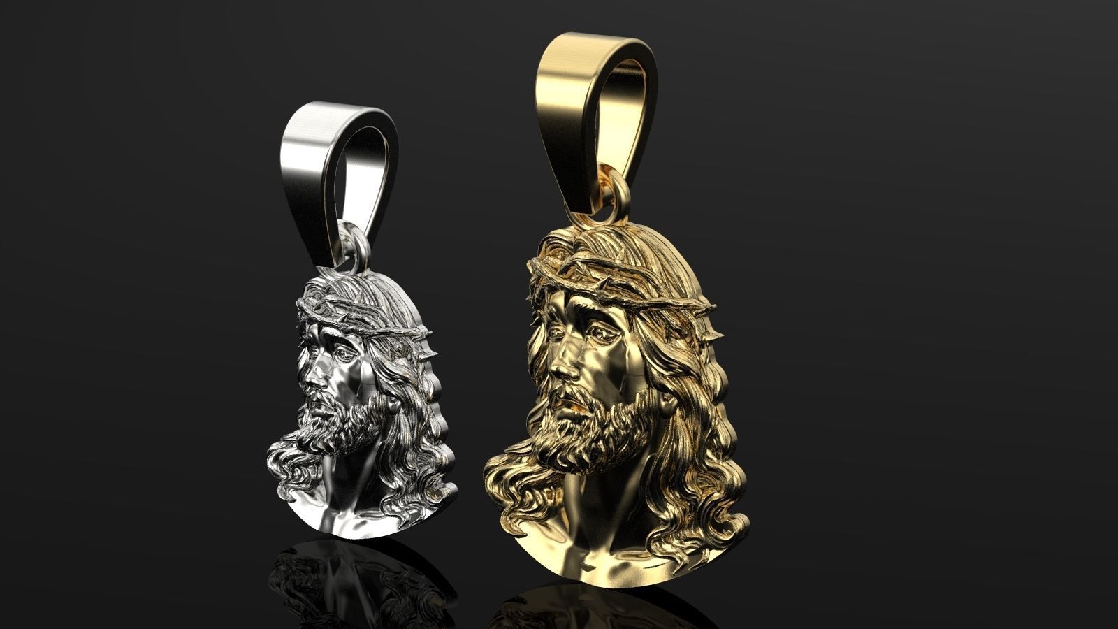Jesus gold pendant  3D print model_11