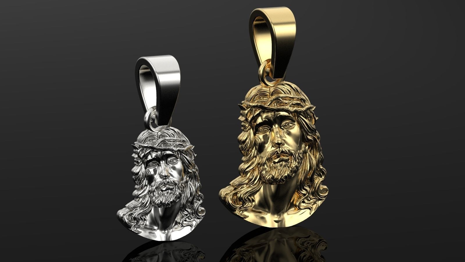 Jesus gold pendant  3D print model_7